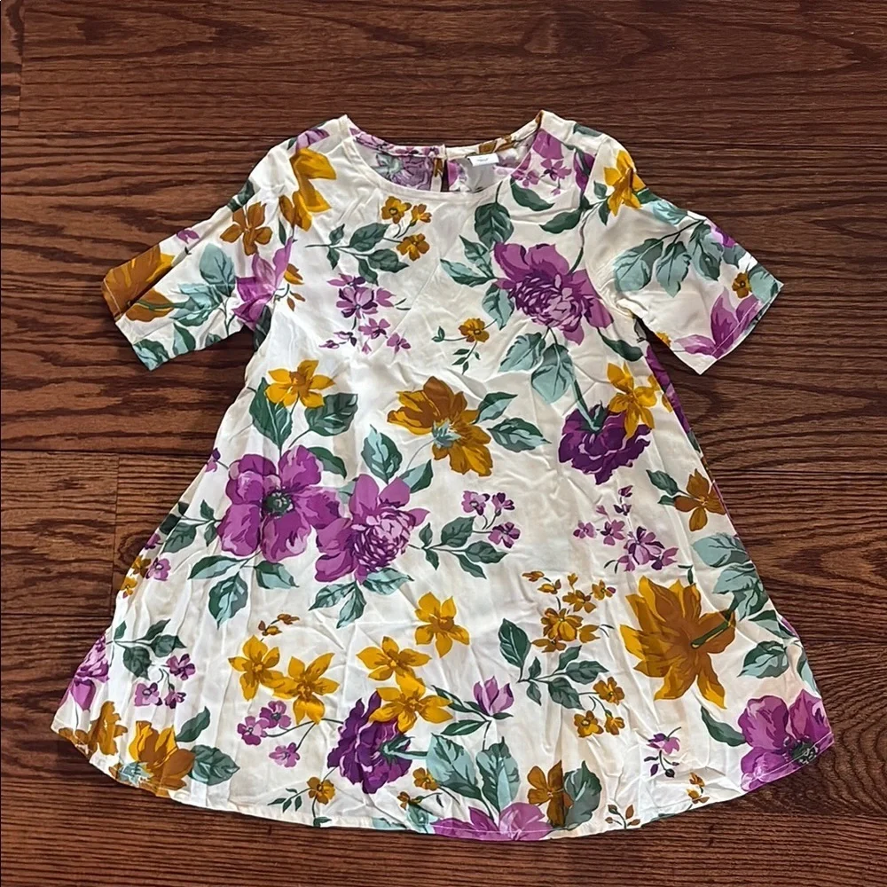 Old Navy toddle girls Floral Dress - Purple, Yellow, Green rayon 1/2 sleeve 3T